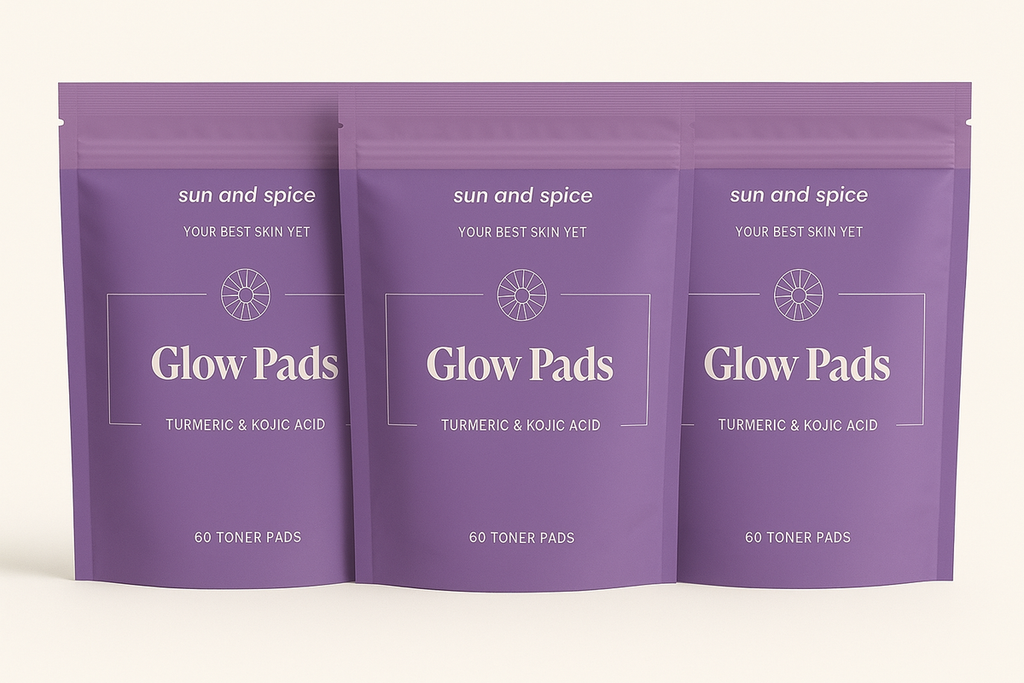 ✨ Sun & Spice Ayurvedic Turmeric Glow Pads - Exfoliate, Brighten & Refresh - 3 Pack